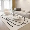 Carpet Nordic Style Living Room Decoration Plush Carpet Abstract Art Design Rugs for Bedroom Simple Line Soft Rug Home Thick Floor Mat Q240123