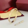 Joyería de diseñador para mujer, tornillo plateado para hombre, pulseras de oro Sier, brazalete de diamante para hombre, pulsera de acero de titanio para amante, brazalete de uñas