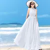 Lässige Kleider Ultralanges knöchellanges Kleid 2024 Bohemian Pure Color Chiffon Plus-Size Resort Strandrock Super Fairy