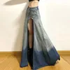 Skirts Women's Long Denim Skirt Vintage High Wasit Maxi Jeans Streetwear Y2k Fashion Female Side Split A-line