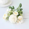 Flores decorativas 1 peça, 7 cabeças, buquê de hortênsias de casamento, faça você mesmo, rosa artificial, presente simulado, dia dos namorados, decoração de casa, suprimentos de festa