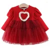 Robes d'automne pour filles, vêtements pour bébés coréens, mignons en dentelle, manches longues, robe de princesse de luxe pour tout-petits, tenue de 1er anniversaire BC847