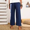 Pantaloni da donna in lino cotone vintage casual classico Harem per donna pantaloni lunghi larghi larghi tinta unita estivi