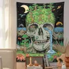 Tapestries Psychedelic Skull Tapestry Wall Hanging starry sky moon plant flowers space Skeleton Tapestries Witchy for Room Decor Home Decor