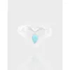 Bagues de cluster Ocean Blue Waterdrop Crystal S925 Sterling Argent Ouvert Simple En Forme De Coeur Réglable Mode Fine Bijoux De Doigt