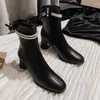 Buty czarne obcasy obuwie Mid Calf Eleganckie buty na obcasie dla kobiet panie białe skórzane na promocji mody 2024 GOTH