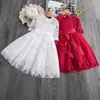 Girl's Dresses Kid Causal Dress Girl Birthday Pageant Evening Costume Wedding Vestidos Prom Gown Long Sleeve Lace Dress Children Autumn Clothes