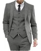 Herrenanzüge Grau Tweed für Männer Schlanker formaler Fischgramm Bräutigam Vintage Hochzeit Smoking Casual Business Jacket Weste 3 Stück Set Set