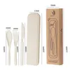 Camp Kitchen Wheat Straw Cutrow Set With Box Spoon Fork Knife Portable Travel Lunch 3st YQ240123