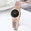 Mulheres simples malha de aço inoxidável com elegante casual relógio de quartzo à prova d'água montre de luxe presentes A6