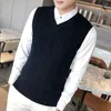 Gilet da uomo Abbigliamento Gilet Nero Maglione lavorato a maglia senza maniche Gilet da lavoro maschile con scollo a V Elegante Maglieria overfit Maglioni Inverno 2024 A