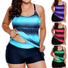 Maillots de bain pour femmes Femmes 2 pièces Tank Shorts Été Grande taille Split Maillot de bain Fat Lady Gradient Bikini avec coussin de poitrine Beachwear