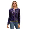 Sequin Coat Women's Velvet Carnival Spring and Autumn Ropa cardigan sweater punk purple Gothic bomber jacket Windproof jacket Y2k jacket 240123