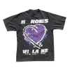 Designer Luxury Hellstar Classic Hellstar Purple Heart High Street T-shirt à manches courtes pour hommes et femmes