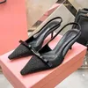 Designer Heels Slingbacks with buckle Patent Leather Slingback Pumps Satin crystal Kitten heels Bow slingback Sandals Closed toe Women Comfy Low heel slinbacks