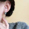 Boucles d'oreilles françaises élégantes avec nœud à pampilles, perle grise pour la mode coréenne, strass, bijoux de fête, accessoires doux pour femmes