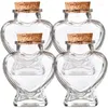 Bouteilles 4pcs verre souhait sable souvenir coeur type faveur pots avec couvercles en liège