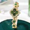 Ty_Womens lucky four-leaf Clover light luxury green agate bracelet quartz waterproof watch Wristwatches gifts