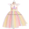 Auf Lager Blumenmädchenkleider Mode Kinder Designer Kleidung Mädchen Prinzessin Kleid Floral Kinder Regenbogen Lange Formale Drop Lieferung W Dh9Jb