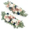 Dekorative Blumen, 1 Set mit 2 Stück, künstliche Blumengirlanden, Mittelstücke, Hochzeitsblumen, Grünarrangements für Tischschilder, Dekor