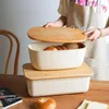 Bottiglie di stoccaggio, scatola da picnic di grande capacità, per uso alimentare, con copertura in legno di bambù extra, tagliere, utensili da cucina per il pane multifunzione