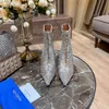 Aquazzura colorido glitter lantejoulas salto alto botas plissadas tornozelo bota bombas mulheres couro brilhante diamante designer stiletto moda sapatos fábrica calçado