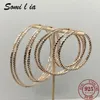 Brincos somilia 925 prata esterlina brincos redondos para mulheres grande círculo piercing rosa ouro argola brinco dropship fornecedores com gife