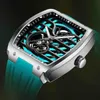 Andra Ailang Mens Top Brand Luxury Mechanical For Men mode Blue Silicone Strap Lysande Automatisk skelett YQ240122