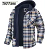 TACVASEN Camicia da uomo in flanella Giacca con cappuccio rimovibile Plaid trapuntato foderato Cappotti invernali Felpa con cappuccio spessa Capispalla Uomo Camicie in pile 240123