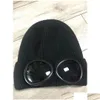 Beanies İki Gözlük CP Şirket Sonbahar Kış Sıcak Kayak Şapkaları Örme Kalın Skl Kapakları Hat Goggles Beanies2856774 Spor Açık Moda Dhndj