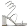 Zomer Luxe Dames Rene Caovilla Cleo Sandalen Schoenen Dames Kristal Dikke Hakken Slang Strappy Feestjurk Bruiloft Dame Hoge Hakken EU35-43, Met Doos