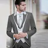 Abiti da uomo Abito da lavoro per il tempo libero Verde Rosso Grigio Blu navy Giacca da vino Gilet Pantaloni Set da 3 pezzi Smoking da sposa slim fit per uomo