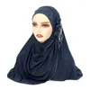 Roupas étnicas Moda Flor Mulheres Muçulmanas Hijab com Strass Cachecol Islâmico Chapéus Árabes Lady Headwrap Ramadan Pray Turban Caps