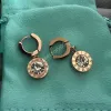 designer jewelry earring Roman number women black big AAA diamond hoops letter 316L Stainless Steel 18k Gold rose girls earrings wedding party jewelry