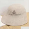 Viviennewestwood Designer Viviene Westwood Hat Caps Autumn och Winter Embroidered Pure Wool Fisherman Versatile Pot Drop Delivery DHS7E