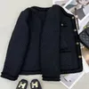 Women's jacket single chest button jacket patch work jacket cardigan pocket street warm solid channel slim fit 240123