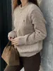 Kobiety swetry jesienne i zimowe swobodne smażone ciasto skręt kasztowy kaszmirowy haftowany sweter solidny skiewek z długim rękawem