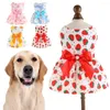 Vêtements pour chiens Costume de chat durable Impression de fruits Impression florale respirante Style princesse Arc Jupe pour animaux de compagnie Robe décorative