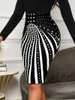 Юбки, повседневная облегающая юбка с принтом в горошек, женская летняя весна 2024, уличная одежда до колена с высокой талией и геометрическим рисунком