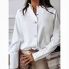 Kvinnor BLOUSES Office-Lady Loose White Shirts Top Vintage Stand Collar Long Sleeve Shirt For Women Autumn Elegant 30013