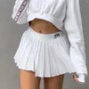 Rokken Zomer Pastel Goth Geplooide Rok Korte Vrouw Elastische Taille Mini Sexy Borduren Tennis Preppy