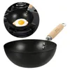 Wok à fond plat, fourniture de cuisine, poêle ronde, ustensiles de cuisine antiadhésifs, ustensiles de cuisine pour sautés