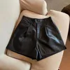 Pantaloni Pantaloni per bambini Ragazze PU Pelle Primavera Autunno Tinta unita Causale Corto Coreano Elastico in vita Bottone moda Abbigliamento per bambini