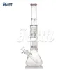 15.7 Inches Glass Bong Hookahs Double Showerhead Percolator Beaker Water Pipe Borosilicate Glass Smoking Pipe with 14mm Joint