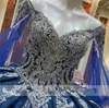 Royal Blue Glitter Court Train Quinceanera Dresses Ball Gown Formella prom -examen klänningar med Cape Princess Sweet 15 16 klänning S