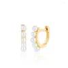 Dangle Earrings Brass With 18K Gold Circle Pearl Clip Women Jewelry Punk Party Gown Runway Rare Korean Japan Boho Hiphop