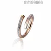 Love Rings Nail Ring One Line Par Steel Diamond Fashion Street Classic Man Women Luxurious Designer Present Letter C Gold Black Silver Non Fading Jewelrya1LQ A1LQ