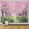 Tapisserier Cherry Blossom dekorativ vägg tapestry hem dekor sovrum landskap stort tyg hängande dekoration väggmålningar