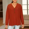 Women's Blouses Women Spring Top Elegant V Neck Knitted Stylish Loose Pullover For Fall Wardrobe Office Casual Wear Lady