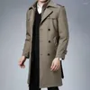 남성용 트렌치 코트 무릎 코트 위에 연장 된 고품질 패션 남성 남성은 양모 안감을 두껍게하는 가을과 겨울 중년